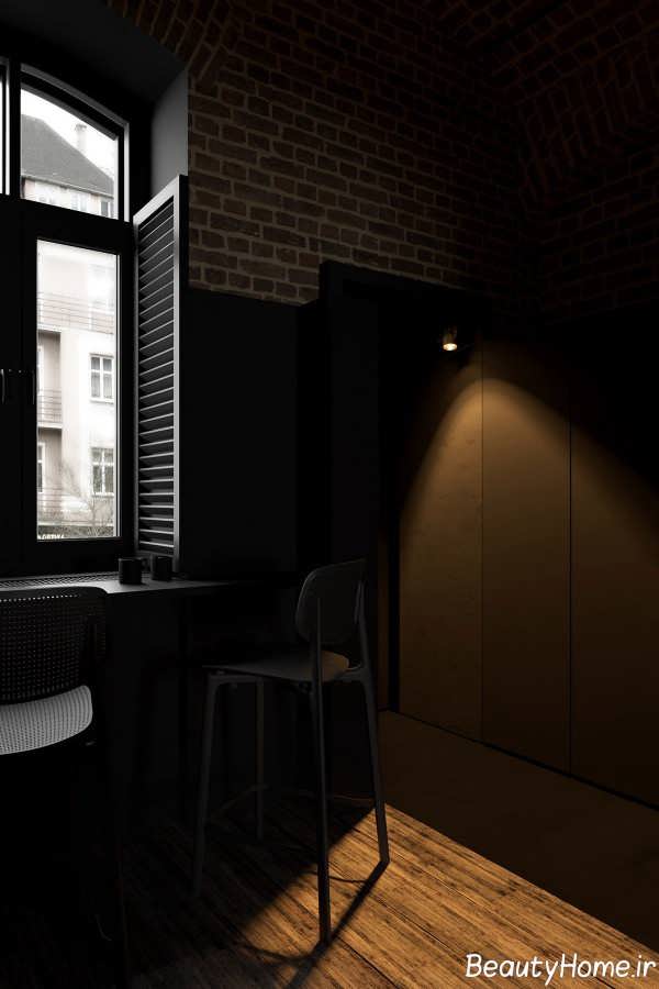 طراحی داخلی منزل با تم تیره