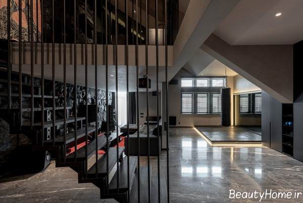 دکوراسیون خانه آپارتمانی با تم تیره 