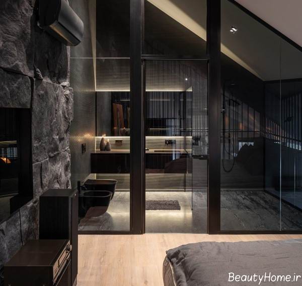 دکوراسیون اتاق خواب با تم تیره 