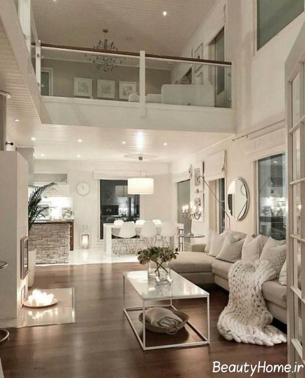 دکوراسیون رنگ روشن خانه دوبلکس 