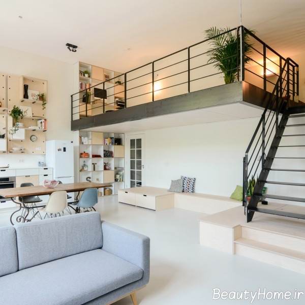 دکوراسیون رنگ روشن در خانه دوبلکس 