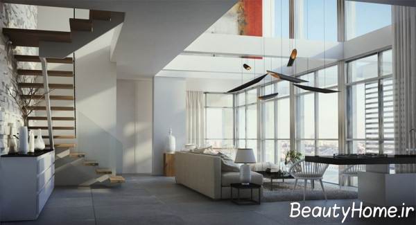 دکوراسیون خاکستری خانه دوبلکس 