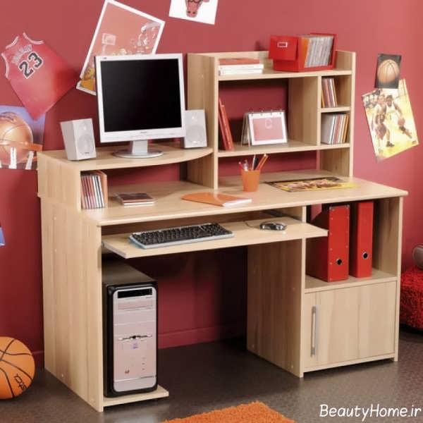 مدل میز کامپیوتر و کتابخانه 