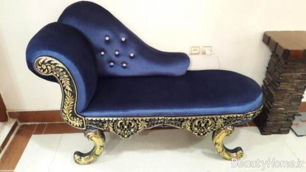 مبل شزلون آبی کلاسیک 