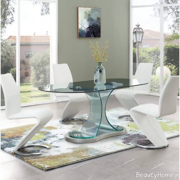میز غذاخوری شیشه ای 