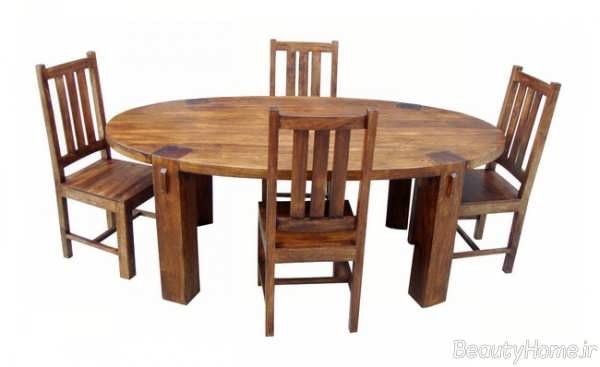 میز غذاخوری بیضی چوبی 