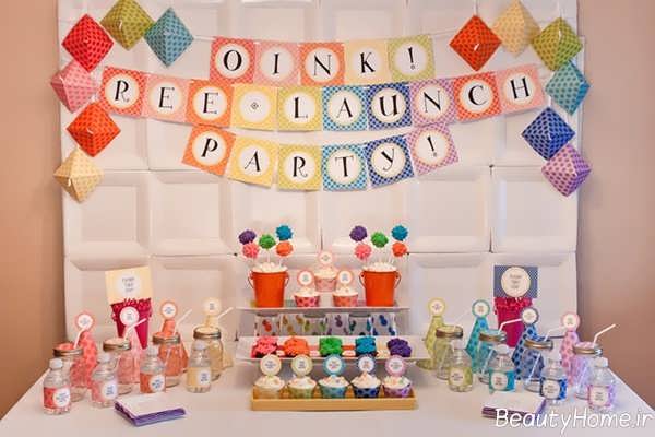 تزیین میز تولد با تم رنگین کمان 