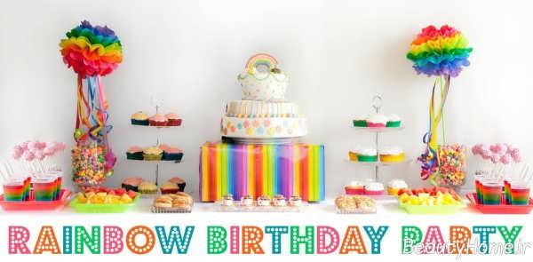 تم تولد شیک و کودکانه رنگین کمان 