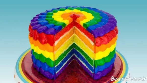 تزیین کیک تولد با تم رنگین کمان 