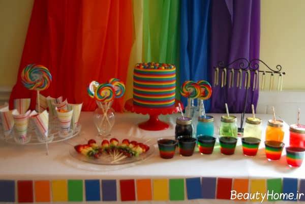 تزیین زیبا و خاص تولد با تم رنگین کمان 