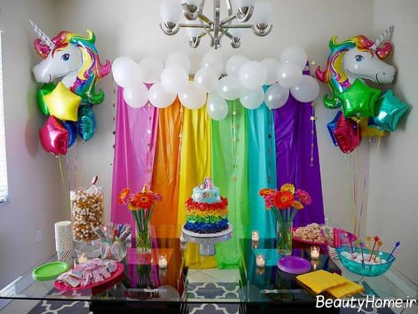 تم رنگین کمان زیبا و کودکانه 