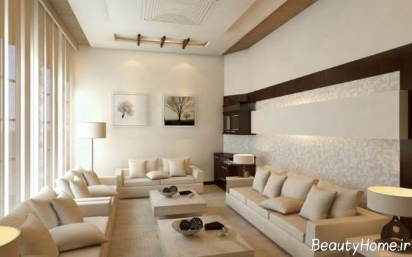 دکوراسیون پذیرایی با رنگ روشن 