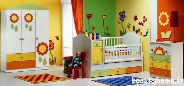 چیدمان اتاق نوزاد شاد با طراحی شیک