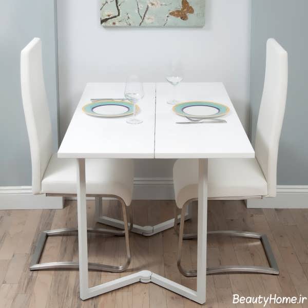 مدل میز ناهار خوری تاشو سفید 