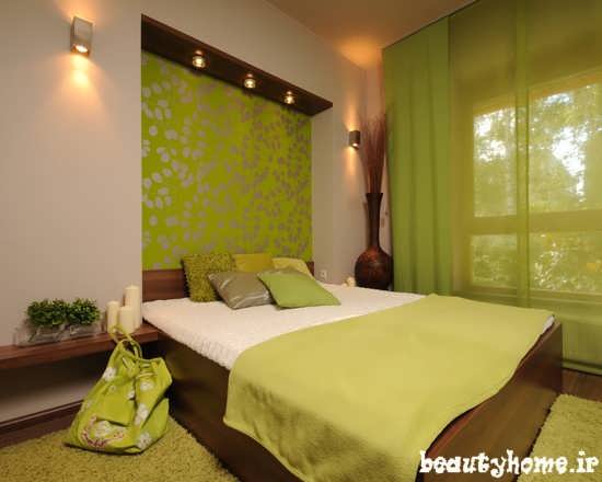 طراحی دکوراسیون اتاق خواب سبز رنگ