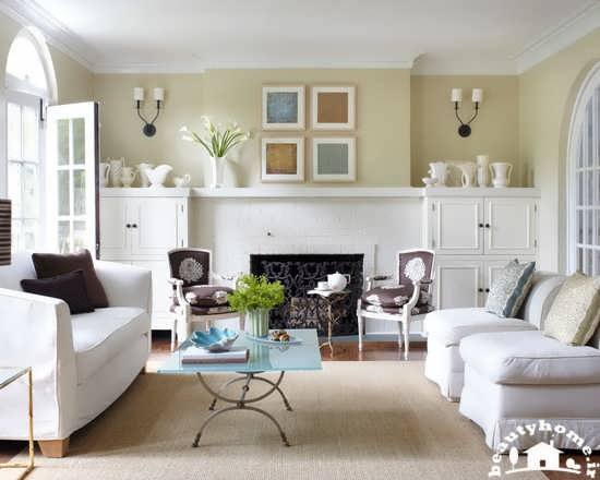 دکوراسیون اتاق پذیرایی سفید