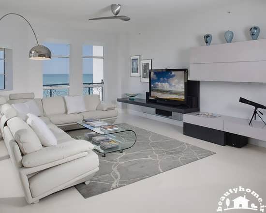 دکوراسیون اتاق پذیرایی سفید