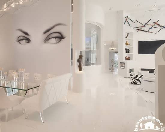 دکوراسیون اتاق پذیرایی سفید