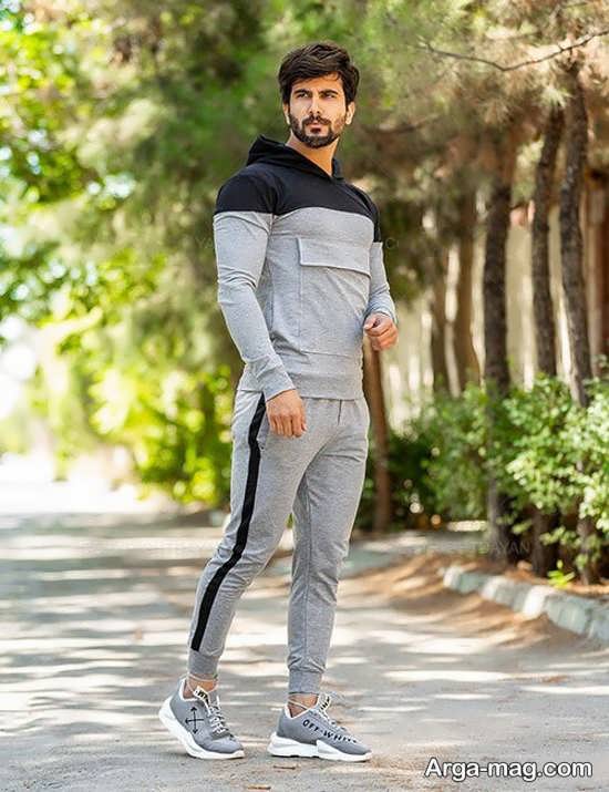 نمونه ست ورزشی مردانه طوسی رنگ