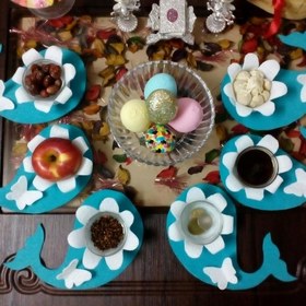 خرید و قیمت هفت‌سین و زیر لیوانی نمدی مدل نهنگ ( دستساز ) | ترب